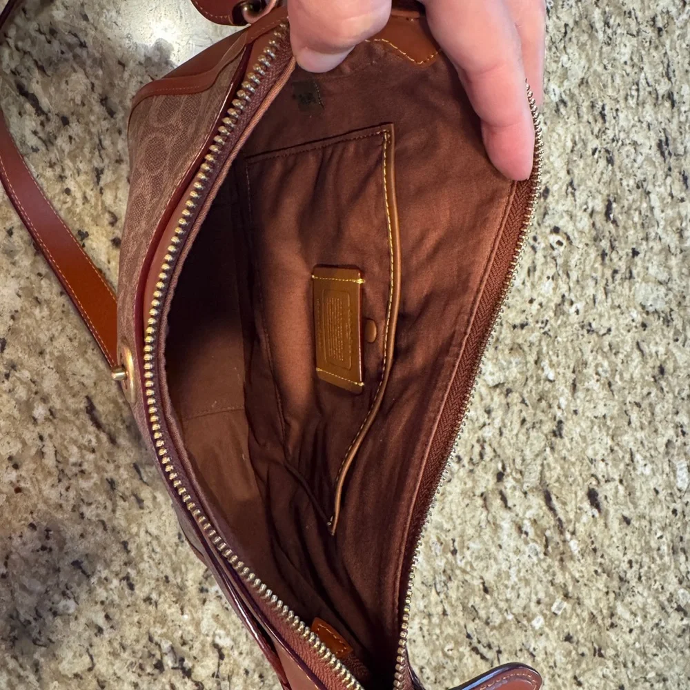 Brown COACH Leather and Canvas Cross Body Bag - Picture 4 of 5